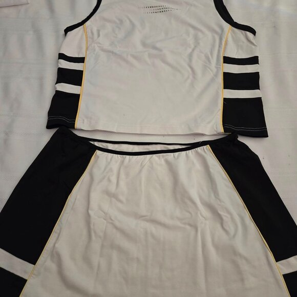 Women's Size Large LBH Activewear 2pc Set Black & White W/Yellow - Picture 2 of 10